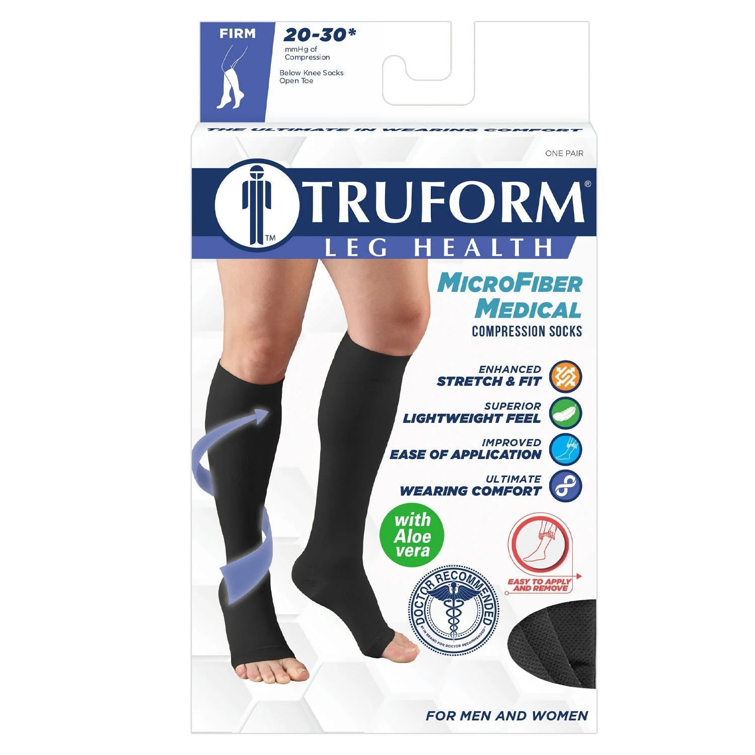 TRUFORM® MicroFiber Medical Knee High 20-30 mmHg w/ Aloe Vera, Open Toe - Image 3